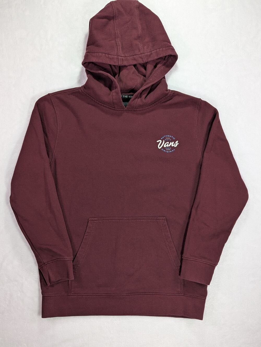 Vans Off The Wall Burgundy Pullover Hoodie Youth Large Boys Girls Sweatshirt